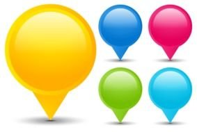 circles of different colors on a black background