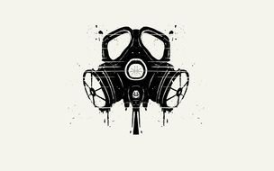 gas mask as a black and white graphic image