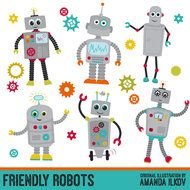 Premium Robots &amp; Gears With Vectors Friendly Robot