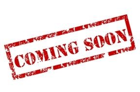 coming soon, weathered red stamp