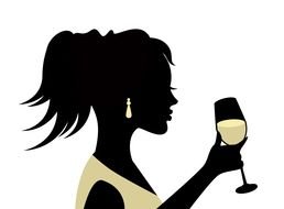 silhouette of a girl with a glass in hand