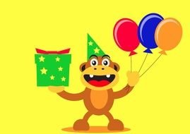 Cartoon monkey with the balloons clipart