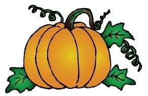pumpkin with green leaves as a picture for clipart