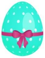 blue easter egg with pink ribbon