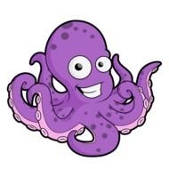 purple Octopus Cartoon Vector drawing