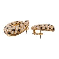 Sophisticated White Diamond And Onyx Yellow Gold Earrings At 1stdibs