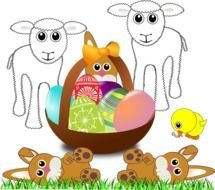 Paschal Lamb Lamps Bunnies Easter Eggs Basket
