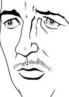 Black and white drawing of the portrait of Odysseus