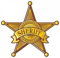 Sheriff, vintage golden Police Badg, drawing