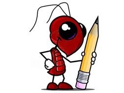 ant with a pencil as a graphic image