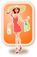 fashionable woman on an orange background