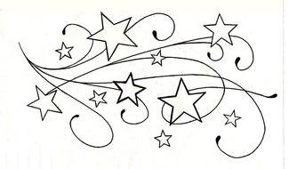 Black and white drawing of the patterns and stars clipart