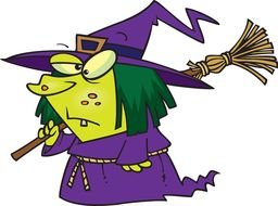 witch with a broom as a picture for clipart