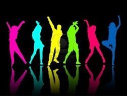 neon Silhouette People drawing