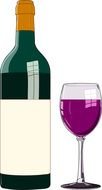 Wine in Bottle and glass, drawing