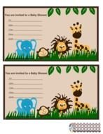 Jungle Themed Baby Shower Invitations Set Decorated With