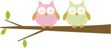 Colorful owls on the tree clipart