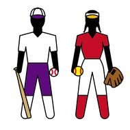 Softball players clipart