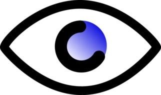 drawn eye silhouette with a blue pupil