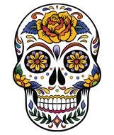 painted skull with floral pattern
