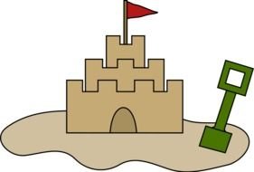 drawn sand castle on a black background