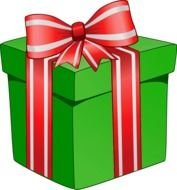 green gift box with red bow