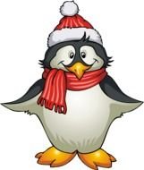 little penguin in a scarf and hat