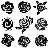 clipart of the black roses silhouettes