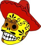 yellow skull in a hat