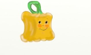 drawn yellow cartoon peppers on a white background