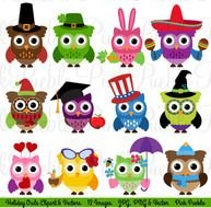 Holiday Owl And Vectors Illustrations On Creative Market clipart