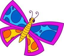 Cartoon Butterfly with pink outline on wings