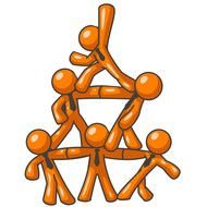 orange stick people Pyramid drawing