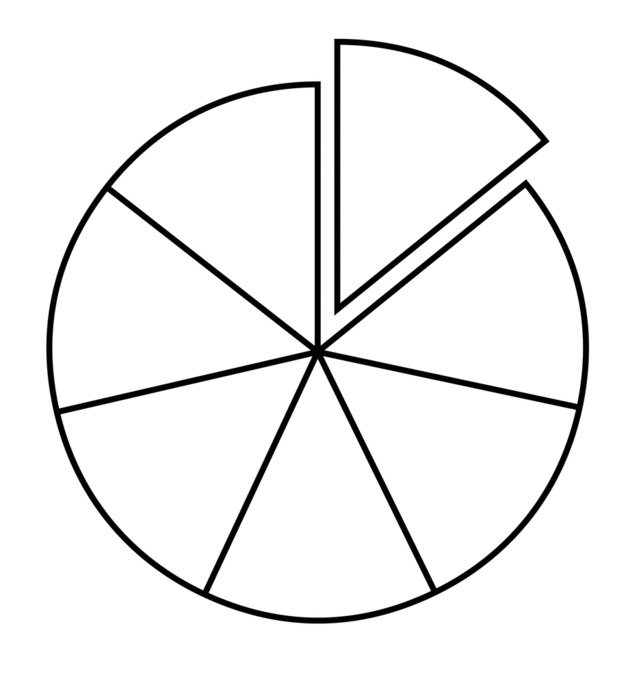 black and white circle with sectors