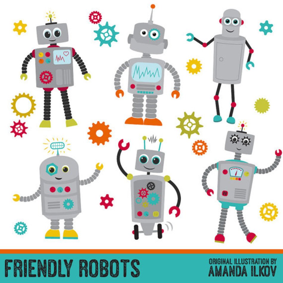 Premium Robots & Gears With Vectors Friendly Robot