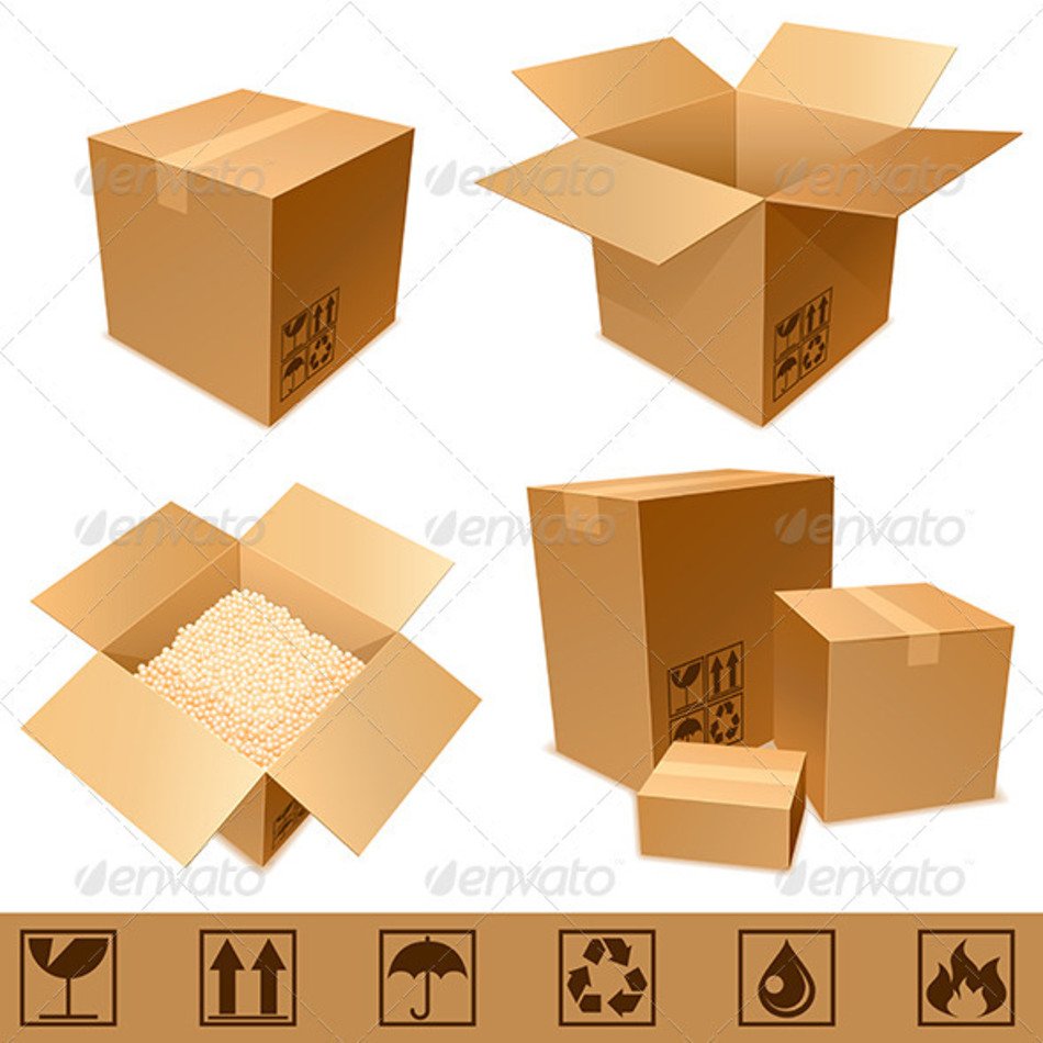 Cardboard Boxes Objects Vectors