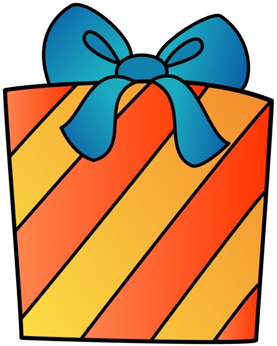 Clipart of the orange and blue gift
