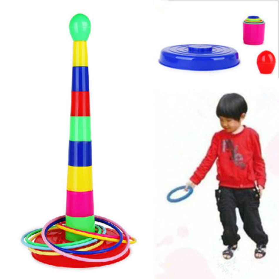 Foldable Ring Toss Quoits Set Children Kids Outdoor Garden Game Toy