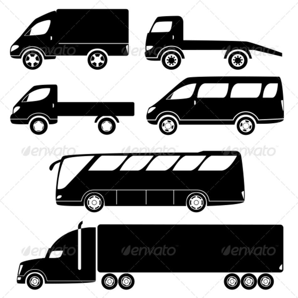 Graphicriver Modern Passenger And Freight Cars Silhouettes 5907706