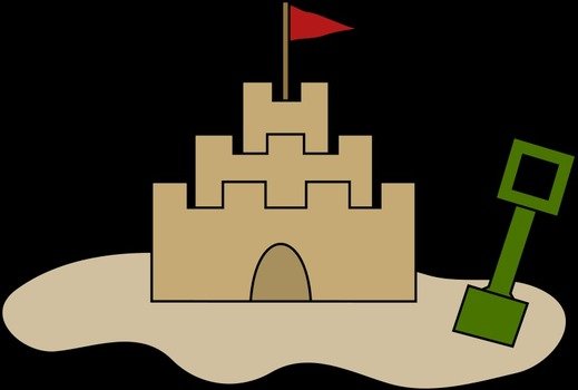 drawn sand castle on a black background