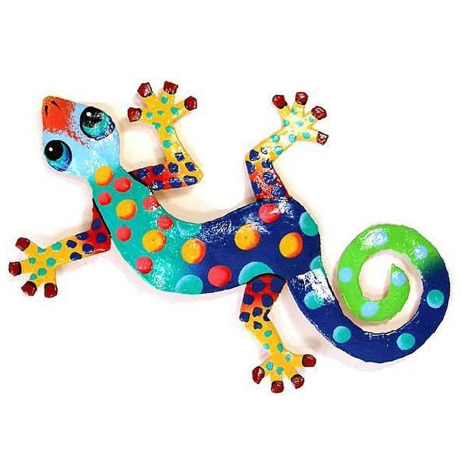 Inch Painted Metal Drum Art Gecko Wall Hanging