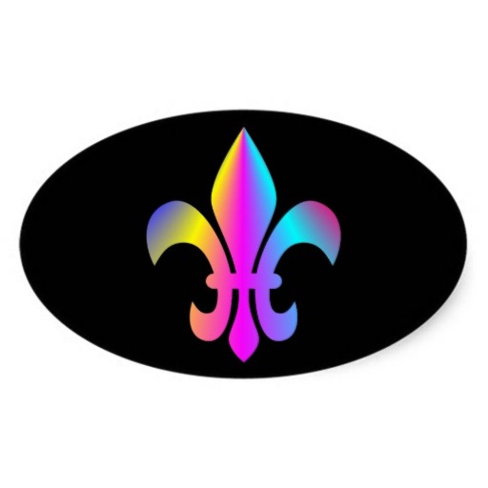 Flor De Lis Colorida Colcomanias Oval Personalizadas