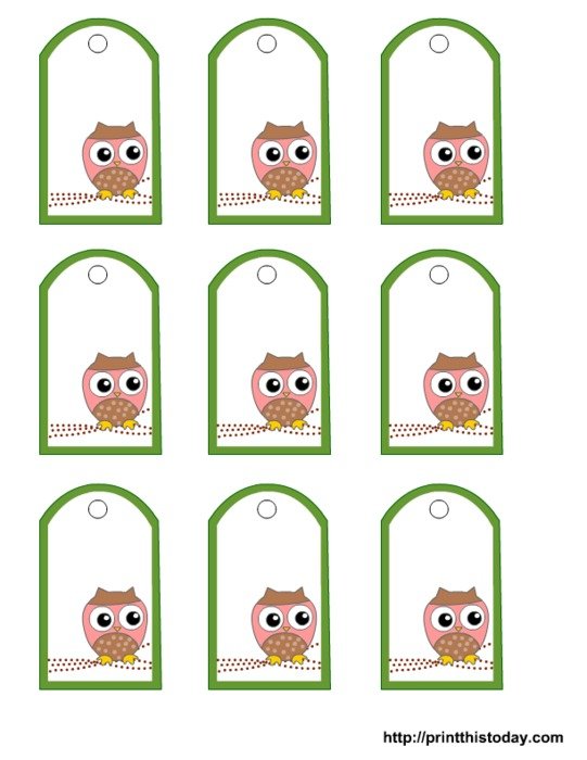 Another Set Of Favor Tag For Owl Baby Shower Party In Pink Color You