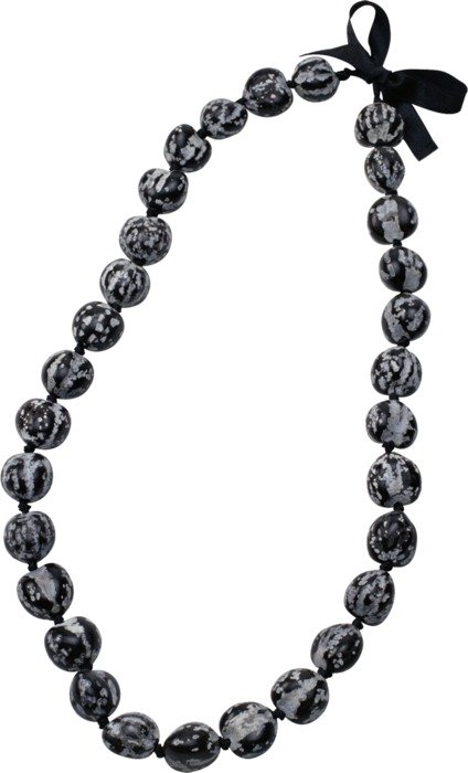 black beads with black bow
