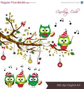 70 Off Sale Caroling Owls Set Png & Jpeg Images