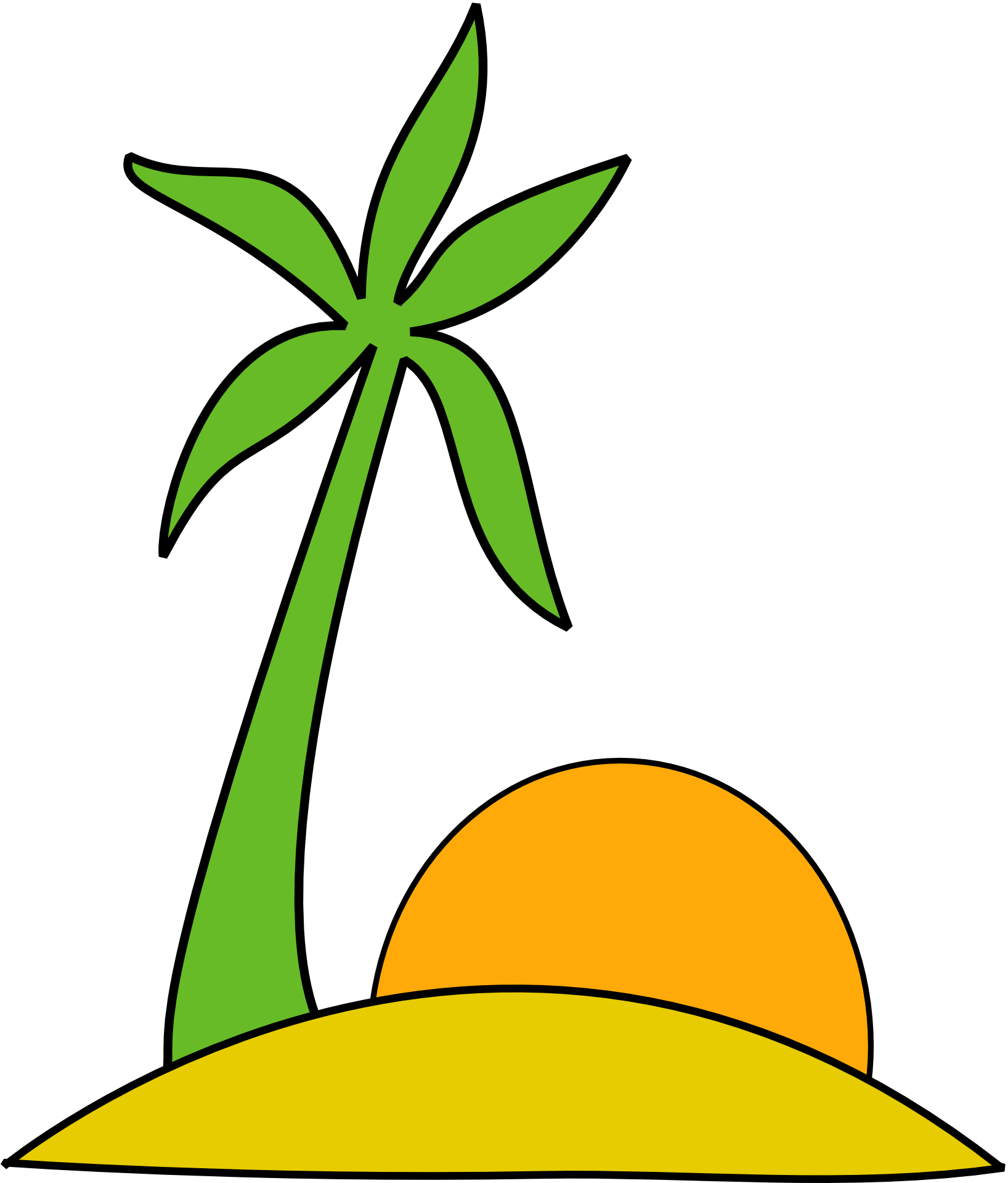 Beach with palmtree and sun, illustration free image download