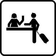 Black and white hotel reception sign