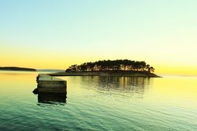 clear evening sky over the lake