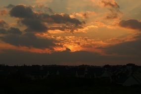 dark cloudy sunset, france, brittany
