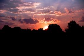 landscape of amazing atmospheric sunset afterglow